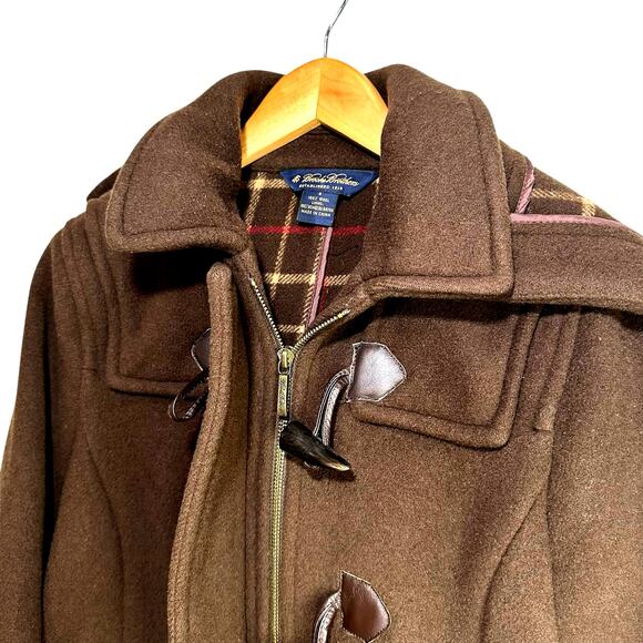 Brooks Brothers Womens Duffle Coat Jacket Toggle Hooded Wool Brown Size 2 Winter - Picture 4 of 16